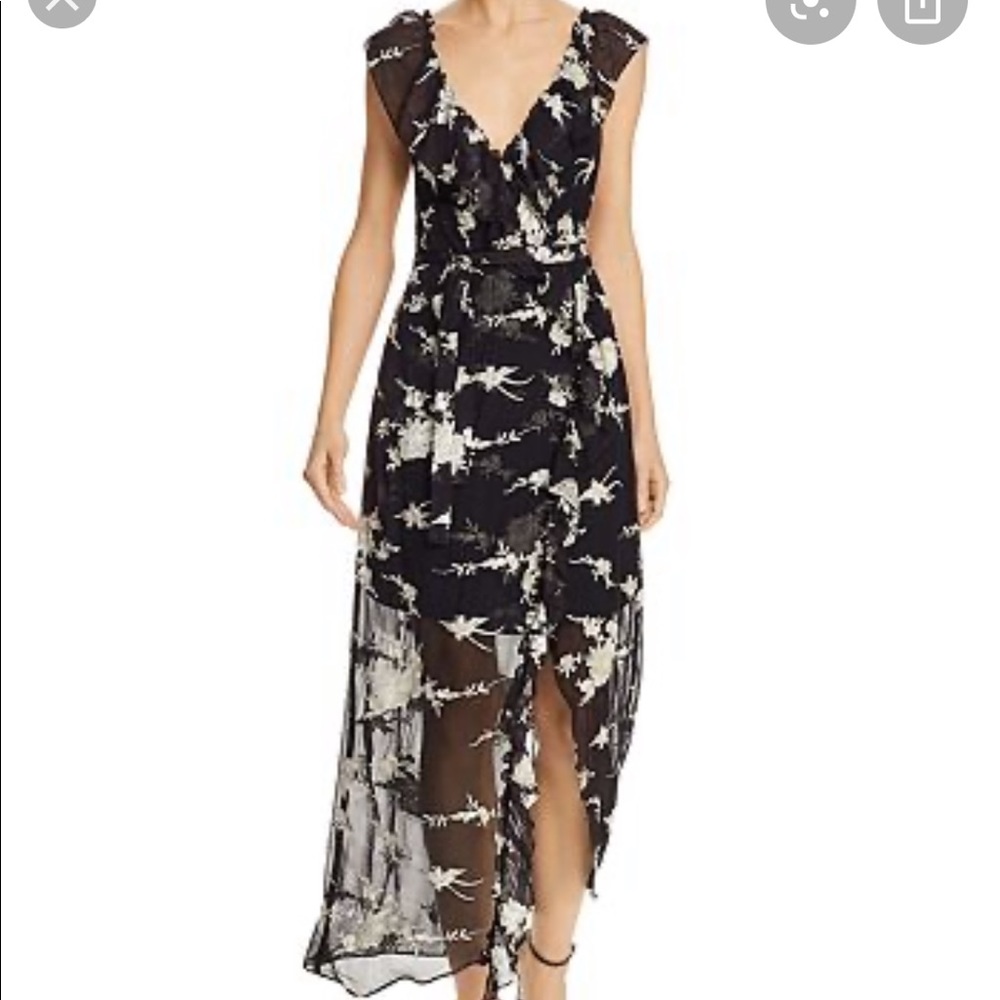 NWT Bardot embroidered faux-wrap maxi dress - S